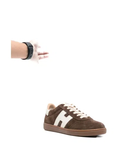Hogan Low-top Suede Sneakers With Contrasting Stripe In Brown