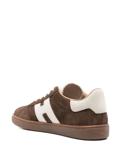 Hogan Low-top Suede Sneakers With Contrasting Stripe In Brown
