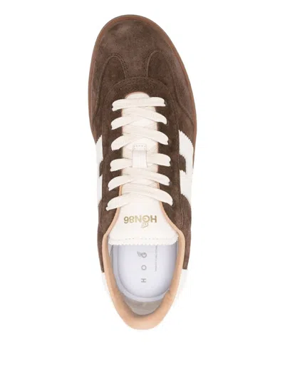 Hogan Low-top Suede Sneakers With Contrasting Stripe In Brown