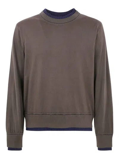Sacai Cashmere Cotton Knit Pullover In Brown