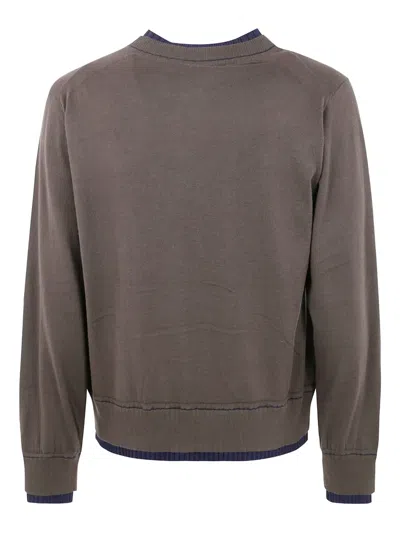 Sacai Cashmere Cotton Knit Pullover In Brown