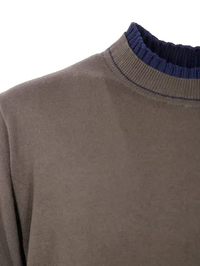 Sacai Cashmere Cotton Knit Pullover In Brown
