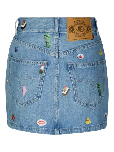 Fiorucci Graphic-appliqué Denim Skirt