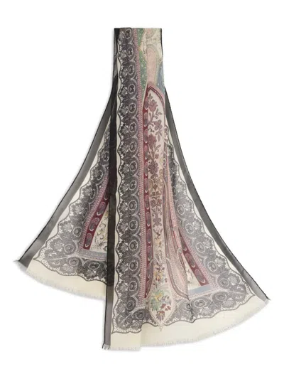 Etro Printed Scarf In Gray