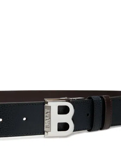 Bally Reversible Grained Leather Belt In Black
