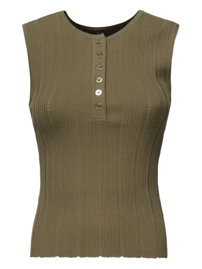 Marciano Giada Ribbed Button Top In Brown