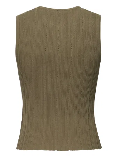 Marciano Giada Ribbed Button Top In Brown