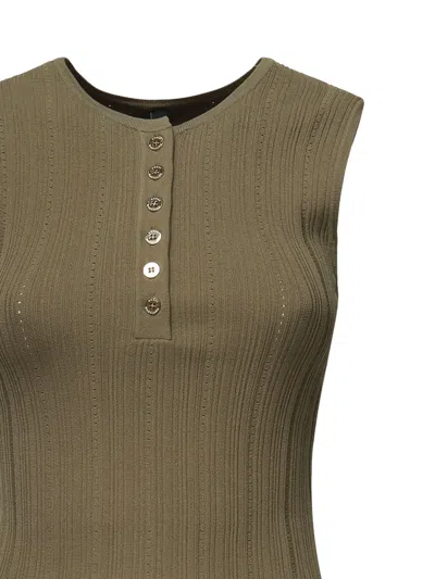 Marciano Giada Ribbed Button Top In Brown