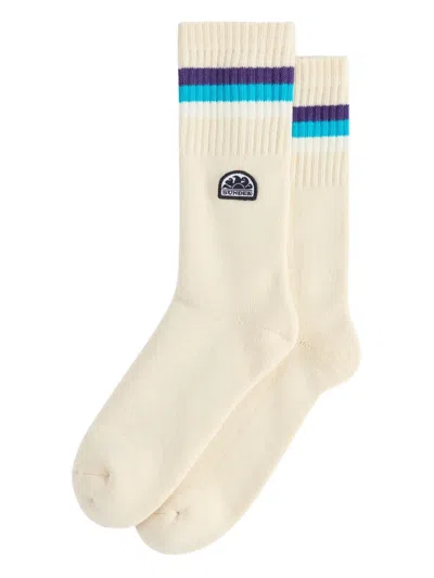 Sundek X Pelo Foundation Striped Dog-embroidered Socks In Gold