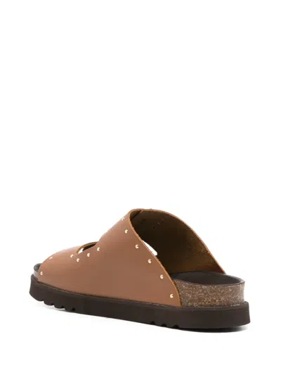 Scholl Beatriz Studded Double-buckle Sandals In Brown