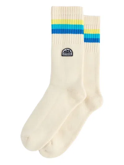 Sundek X Pelo Foundation Striped Dog-embroidered Socks In Gold