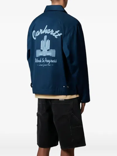 Carhartt Script-logo Work Jacket In Blue