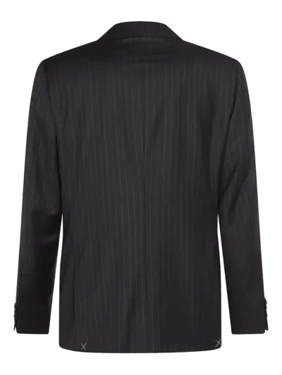 Canali Pinstripe Wool Suit In Black