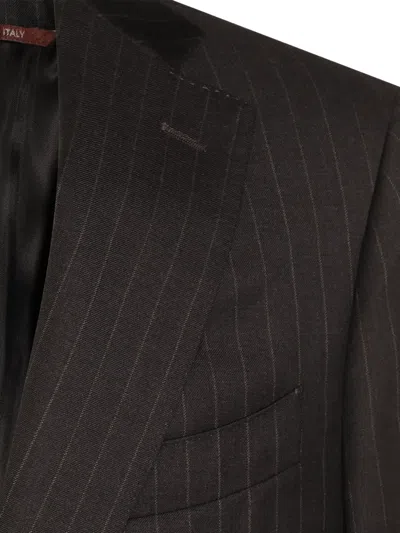 Canali Pinstripe Wool Suit In Black