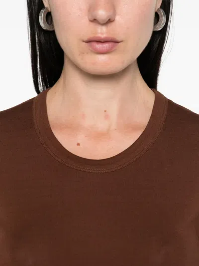 Lemaire Long Sleeve Round Neck Top Design In Brown