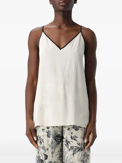 Simona Corsellini V-neck Side-piping Top In White