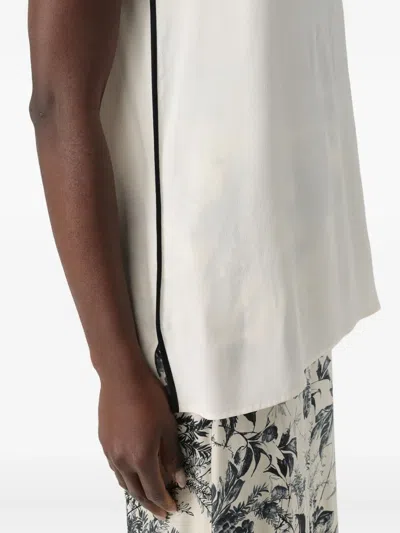 Simona Corsellini V-neck Side-piping Top In White