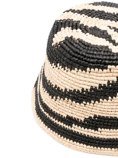 Zimmermann Womens Black Zebra Printed Raffia Bucket Hat In Black