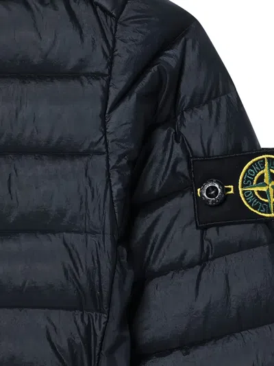 Stone Island Black Hooded Down Jacket In Black