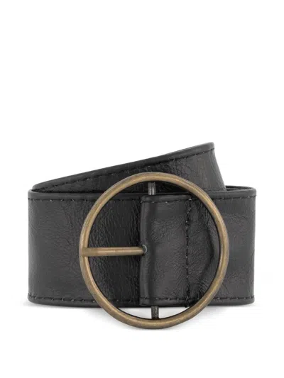 Monnalisa Circular-buckle Leather Belt In Black