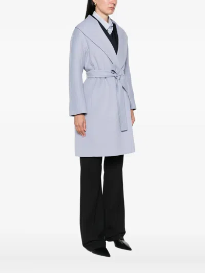 S Max Mara Belted Wrap Coat In Blue