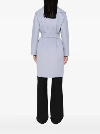 S Max Mara Belted Wrap Coat In Blue
