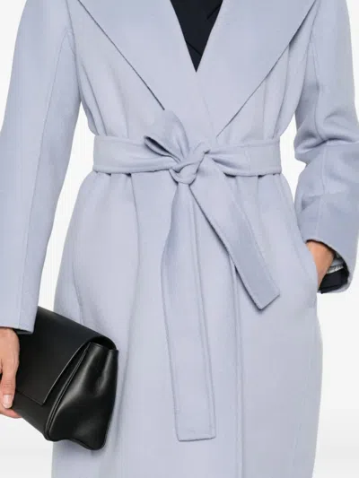 S Max Mara Belted Wrap Coat In Blue
