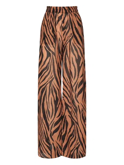 The Andamane Zebra-print Elastic-waist Trousers In Brown