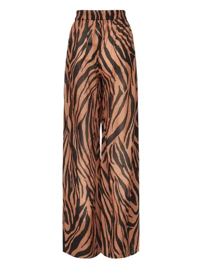The Andamane Zebra-print Elastic-waist Trousers In Brown