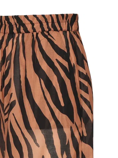 The Andamane Zebra-print Elastic-waist Trousers In Brown