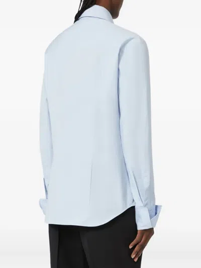 Sportmax Clean Line Tailored Collar Cotton Top In Blue