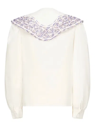 Celia B Lace-trimmed Oversized Collar Blouse