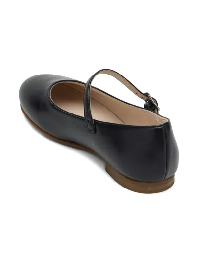 Il Gufo Blue Ballet Flats In Leather With Strap In Black