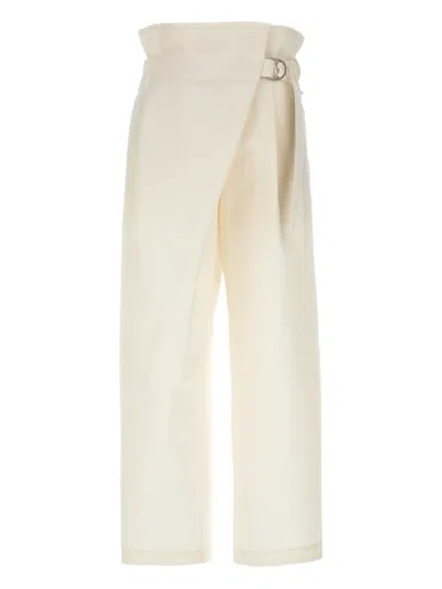 Issey Miyake White Enfold Trousers In Orange
