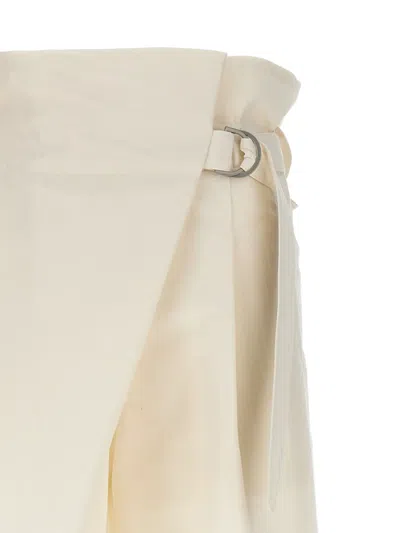 Issey Miyake White Enfold Trousers In Orange