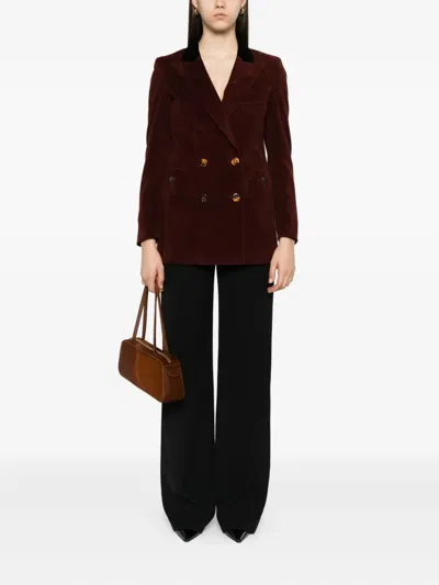Blazé Milano Corduroy Double-breasted Blazer In Burgundy