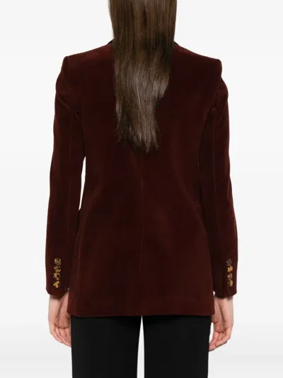 Blazé Milano Corduroy Double-breasted Blazer In Burgundy