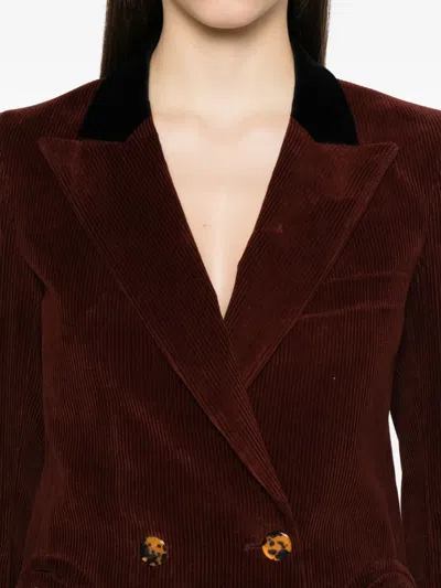 Blazé Milano Corduroy Double-breasted Blazer In Burgundy