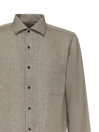 Loro Piana Long-sleeves Flax Shirt In Gray