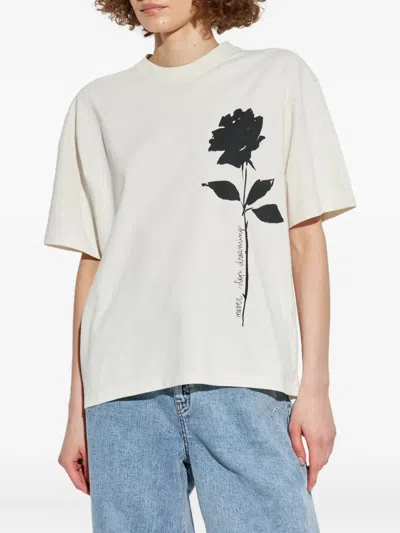 Golden Goose Deluxe Brand Rose Printed Crewneck T-shirt In White