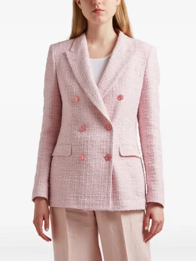 Tagliatore Tweed Double-breasted Jacket In Pink