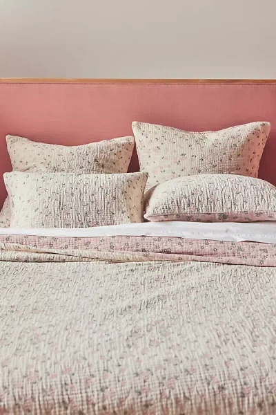 Anthropologie Floral Field Cotton Floral Jacquard Coverlet