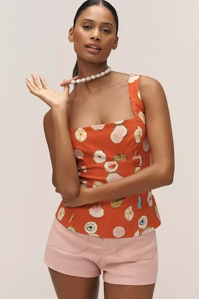 Maeve Danielle Kroll X  Square-neck Tailored Tank Top In Brown