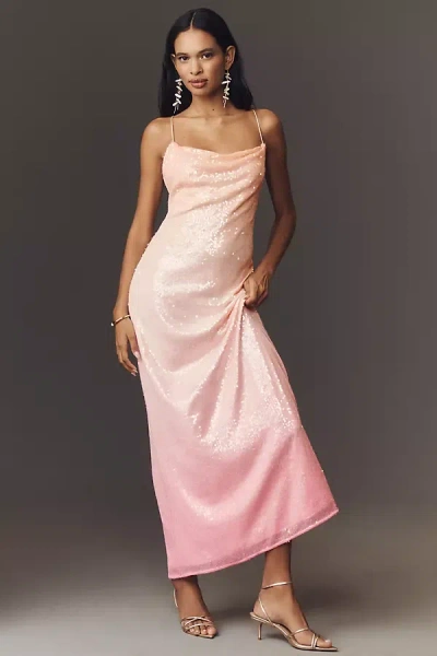 Bhldn Sleeveless Scoop-neck Sequin Ombre Maxi Dress In Pink