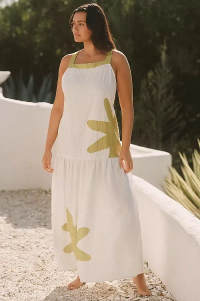 Celandine Sleeveless Square-neck Drop-waist Midi Dress