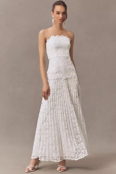 Milly Norelle Strapless Lace Pleated Maxi Dress