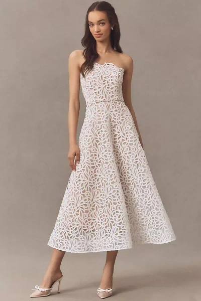 Milly Petunia Strapless Lace A-line Midi Dress