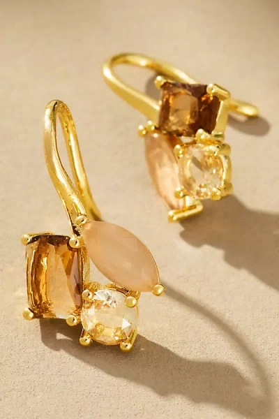 Anthropologie Cluster Crystal Earrings In Gold