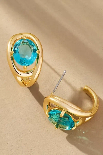 By Anthropologie Curve Stone Huggie Hoop Earrings