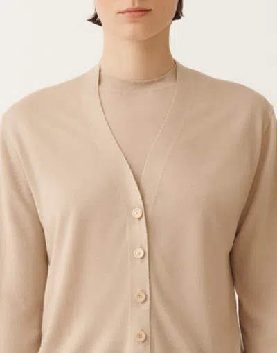 Fabiana Filippi Knitwear V-neckline Long Sleeves Ribbed Hem In Pink